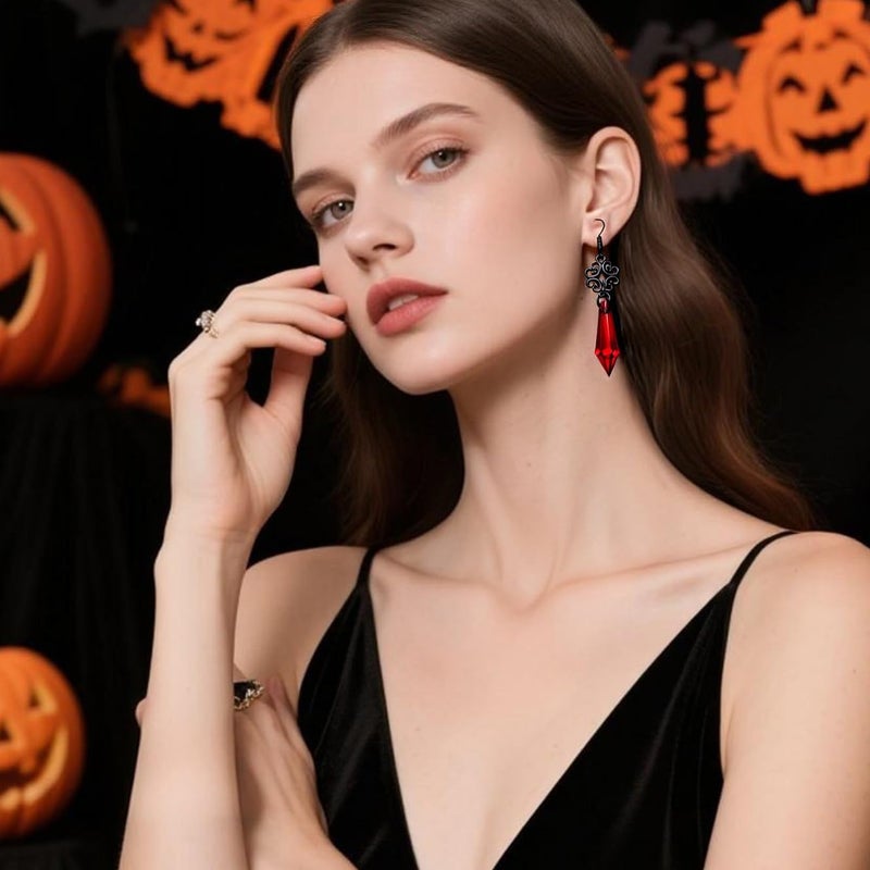 CSIYANJRY99 Goth Bat Crystal Earrings Vampire Accessories for Women Halloween Earring Gothic Jewelry Dangle Earrings Witch Victorian Vintage Dress Costume - Image 1